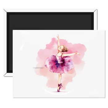 Ballerina watercolor, Ορθογώνιο μαγνητάκι ψυγείου διάστασης 9x6cm