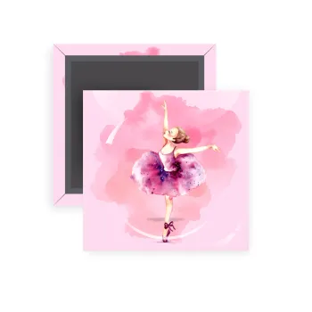 Ballerina watercolor, Μαγνητάκι ψυγείου τετράγωνο διάστασης 5x5cm