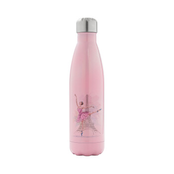Ballerina in Paris, Metal mug thermos Pink Iridiscent (Stainless steel), double wall, 500ml