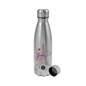 Ballerina in Paris, Metallic water bottle, stainless steel, 750ml