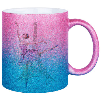 Ballerina in Paris, Κούπα Χρυσή/Μπλε Glitter, κεραμική, 330ml