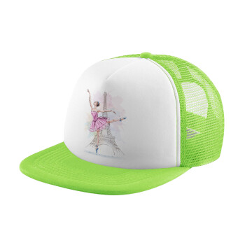 Ballerina in Paris, Καπέλο Soft Trucker με Δίχτυ Πράσινο/Λευκό
