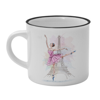 Ballerina in Paris, Κούπα κεραμική vintage Λευκή/Μαύρη 230ml