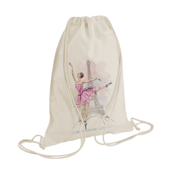 Ballerina in Paris, Τσάντα πλάτης πουγκί GYMBAG natural (28x40cm)