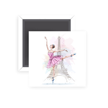Ballerina in Paris, Μαγνητάκι ψυγείου τετράγωνο διάστασης 5x5cm