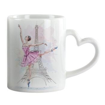 Ballerina in Paris, Mug heart handle, ceramic, 330ml