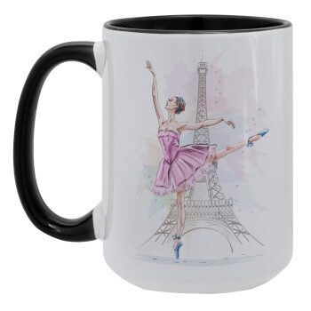 Ballerina in Paris, Κούπα Mega 15oz, κεραμική Μαύρη, 450ml