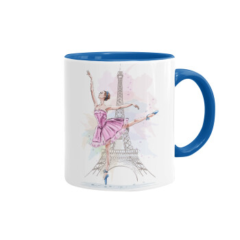 Ballerina in Paris, Κούπα χρωματιστή μπλε, κεραμική, 330ml