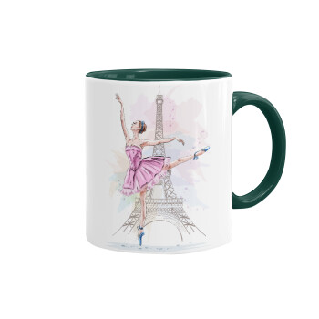Ballerina in Paris, Mug colored green, ceramic, 330ml