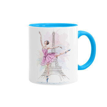 Ballerina in Paris, Κούπα χρωματιστή γαλάζια, κεραμική, 330ml