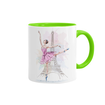 Ballerina in Paris, Mug colored light green, ceramic, 330ml