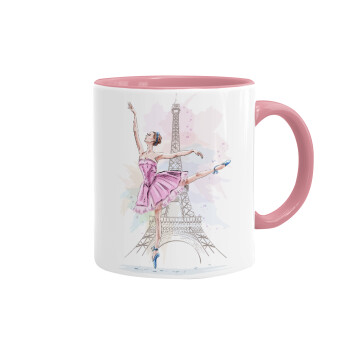 Ballerina in Paris, Κούπα χρωματιστή ροζ, κεραμική, 330ml