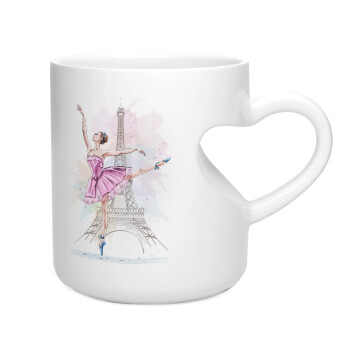 Ballerina in Paris, Κούπα καρδιά λευκή, κεραμική, 330ml