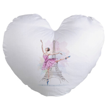Ballerina in Paris, Μαξιλάρι καναπέ καρδιά 40x40cm περιέχεται το  γέμισμα
