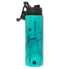 Metallic water bottle with safety lid, 850ml aluminum