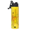Metallic water bottle with safety lid, 850ml aluminum