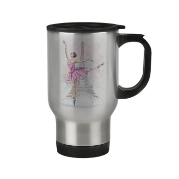Ballerina in Paris, Stainless steel travel mug with lid, double wall 450ml