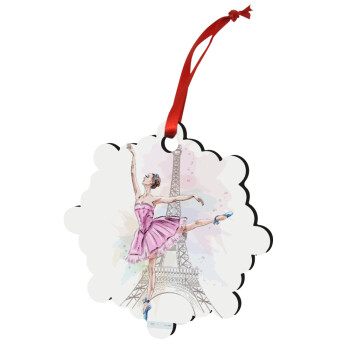 Ballerina in Paris, Χριστουγεννιάτικο στολίδι snowflake ξύλινο 7.5cm