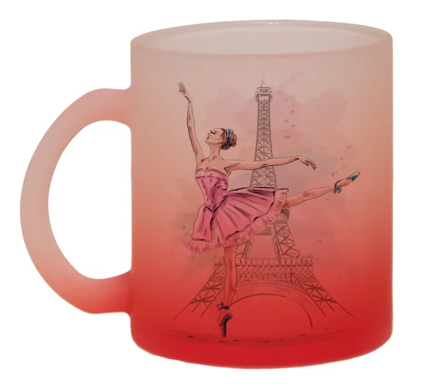 Ballerina in Paris — Two-tone glass mug with matte red base, 330ml