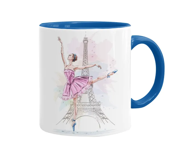 Ballerina in Paris — Mug colored blue, ceramic, 330ml