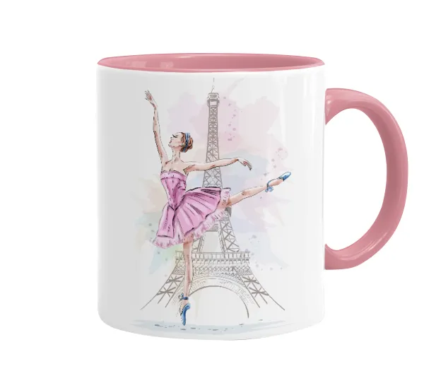Ballerina in Paris — Mug colored pink, ceramic, 330ml