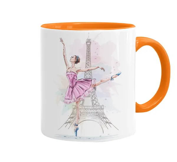 Ballerina in Paris — Mug colored orange, ceramic, 330ml