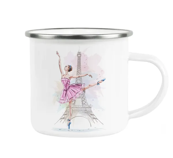 Ballerina in Paris — Metallic enamel cup white 360ml