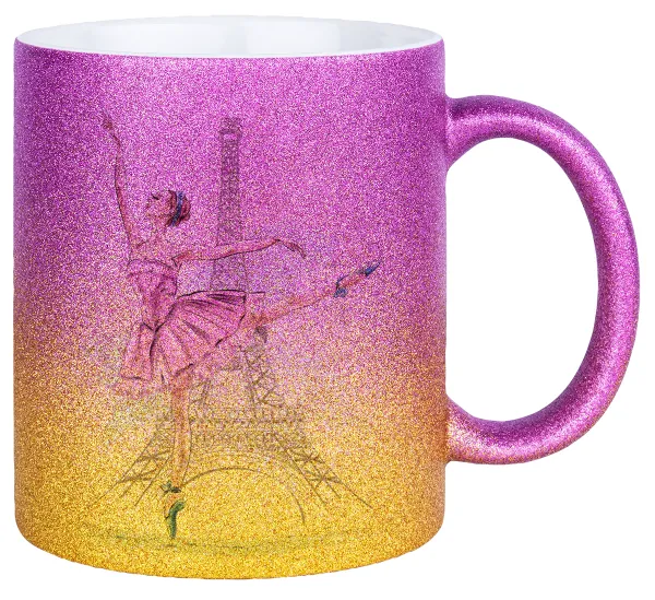 Ballerina in Paris — Κούπα Χρυσή/Ροζ Glitter, κεραμική, 330ml