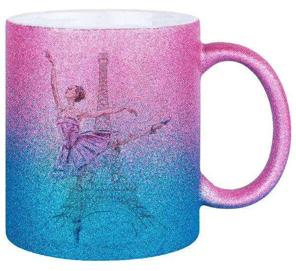 Ballerina in Paris — Κούπα Χρυσή/Μπλε Glitter, κεραμική, 330ml