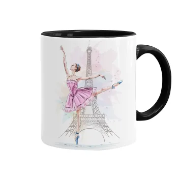 Ballerina in Paris, Κούπα χρωματιστή μαύρη, κεραμική, 330ml