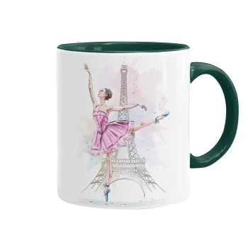 Ballerina in Paris, Κούπα χρωματιστή πράσινη, κεραμική, 330ml
