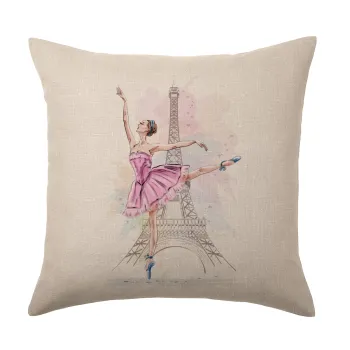Ballerina in Paris, Μαξιλάρι καναπέ ΛΙΝΟ 40x40cm περιέχεται το  γέμισμα