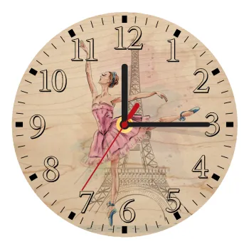 Ballerina in Paris, Ρολόι τοίχου ξύλινο plywood (20cm)