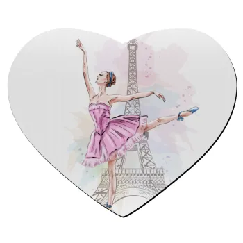Ballerina in Paris, Mousepad καρδιά 23x20cm