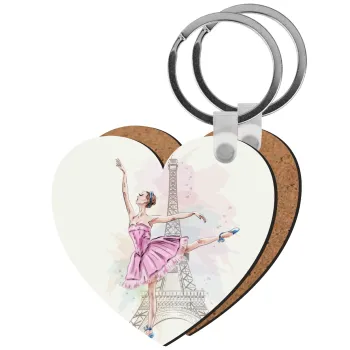 Ballerina in Paris, Μπρελόκ Ξύλινο καρδιά MDF
