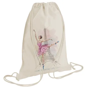 Ballerina in Paris, Τσάντα πλάτης πουγκί GYMBAG natural (28x40cm)
