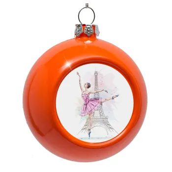 Ballerina in Paris, Orange Christmas tree ornament bauble 8cm