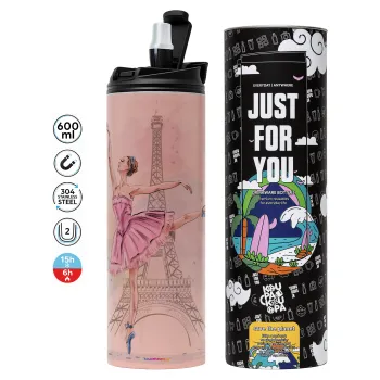 Ballerina in Paris, Tumbler stainless steel PINK 600ml