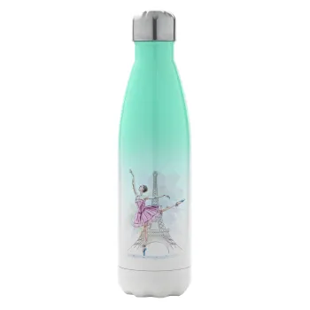 Ballerina in Paris, Μεταλλικό παγούρι θερμός Πράσινο/Λευκό (Stainless steel), διπλού τοιχώματος, 500ml
