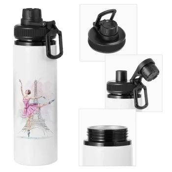 Ballerina in Paris, Metal water bottle with safety cap, aluminum 850ml