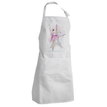 Ballerina in Paris, Adult Chef Apron (with sliders and 2 pockets)