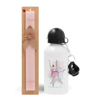 Ballerina in Paris, Easter Set, metallic aluminum bottle (500ml) & aromatic flat Easter candle (30cm) (PINK)