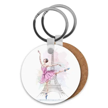 Ballerina in Paris, Μπρελόκ Ξύλινο στρογγυλό MDF Φ5cm