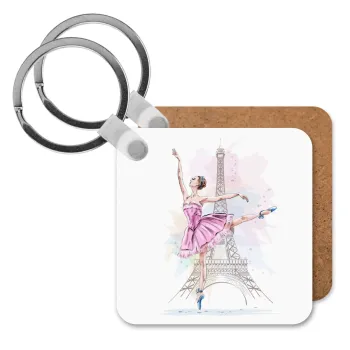 Ballerina in Paris, Μπρελόκ Ξύλινο τετράγωνο MDF