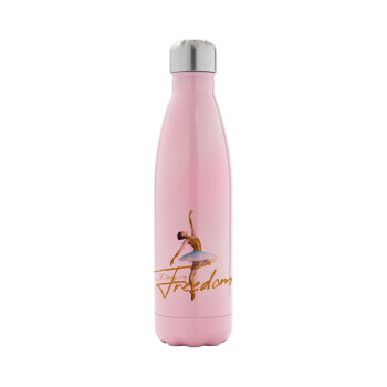 Gold Dancer, Metal mug thermos Pink Iridiscent (Stainless steel), double wall, 500ml