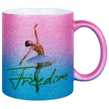 Gold Dancer, Κούπα Χρυσή/Μπλε Glitter, κεραμική, 330ml