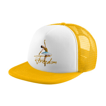 Gold Dancer, Καπέλο Ενηλίκων Soft Trucker με Δίχτυ Κίτρινο/White (POLYESTER, ΕΝΗΛΙΚΩΝ, UNISEX, ONE SIZE)