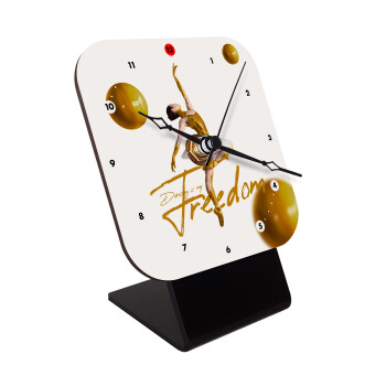 Gold Dancer, Quartz Wooden table clock with hands (10cm)