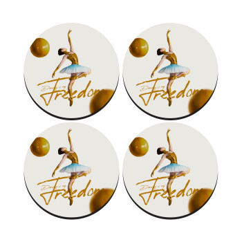 Gold Dancer, SET of 4 round wooden coasters (9cm)