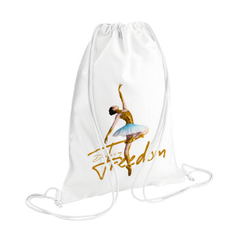 Gold Dancer, Τσάντα πλάτης πουγκί GYMBAG λευκή (28x40cm)